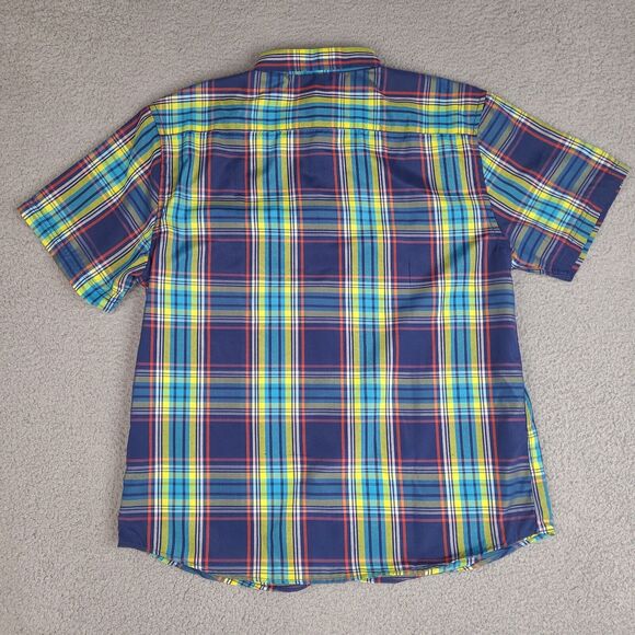 True Rock Shirt Mens XXL Blue Plaid Button Down Short Sleeve Cotton Preppy‎ - Picture 2 of 12